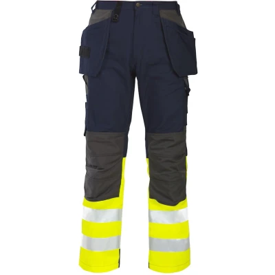 Afbeelding van ProJob 6522 SIGNALISATIEBROEK MET KNIEZAKKEN EN SPIJKERZAKKEN ISO 20471 KLASSE 1 646522 Geel/Marine