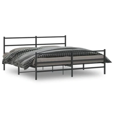 Afbeelding van Bedframe met hoofd en voeteneindemetaal zwart 183x213 cm