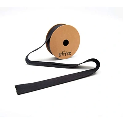 Afbeelding van Trimz Biaisband, polykatoen, zwart, 5 m rol