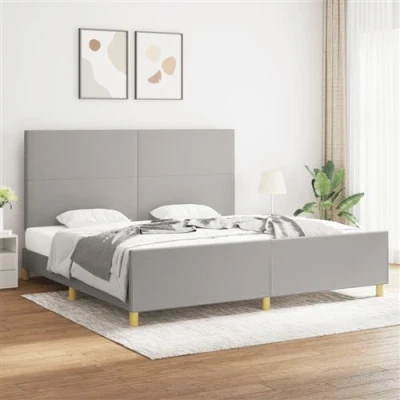 Afbeelding van vidaXL Bedframe met hoofdbord stof lichtgrijs 200x200 cm