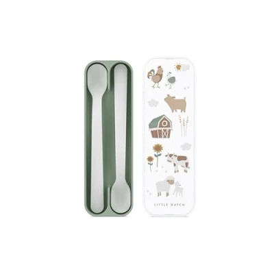 Image de Mepal cuillère pour bébé Mio d&#039;alimentation nourrisson à long manche diversification alimentaire Ustensiles Sans BPA Set de 2 Little Farm