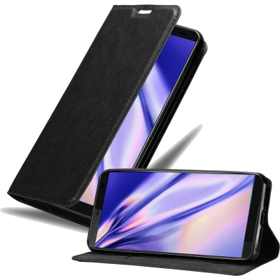 Afbeelding van Cadorabo Hoesje geschikt voor HTC U12 PLUS in ZWARTE NACHT Beschermhoes met magnetische sluiting, standfunctie en kaartvakje Book Case Cover Etui
