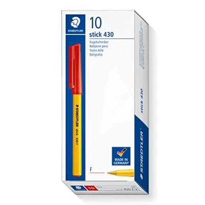 Afbeelding van STAEDTLER Medium Stick 430 F 2 balpen, dun, rood, 10 stuks