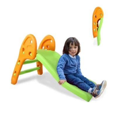 Afbeelding van Mobiclinic Dino Glijbaan Voor kinderen Binnen en buiten Inklapbaar Inclusief mand bal Afgeronde randen Antislip treden Max. 35kg