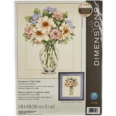 Afbeelding van Borduurpakket FLOWERS IN TALL VASE DIMENSIONS