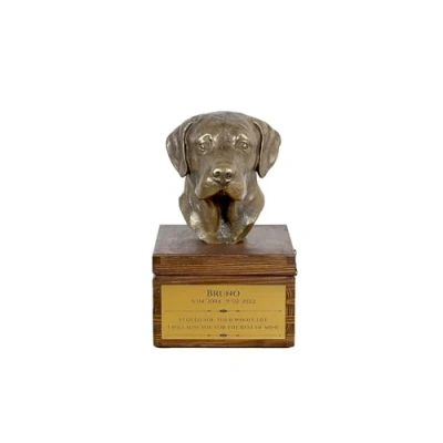Afbeelding van Labrador Retriever urn hond met beeldje gepersonaliseerde hondenurn