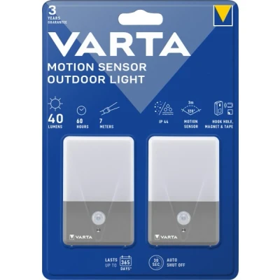 Afbeelding van Varta 16634101402 Motion Sensor Outdoor Light Twin Campinglamp LED 40 lm werkt op batterijen 60 g Grijs