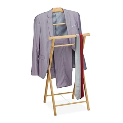 Afbeelding van Relaxdays Opvouwbare bamboe nachthemd voor badkamer en slaapkamer, heren dames, 110 x 47 38 cm, naturel