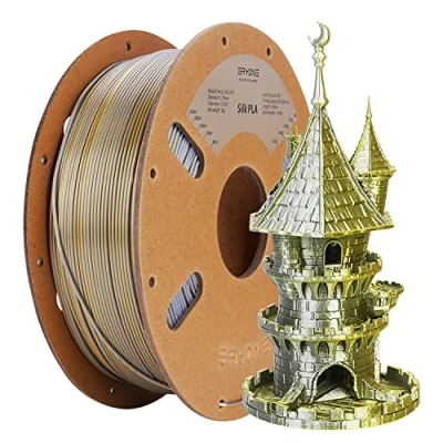 Afbeelding van ERYONE PLA filament voor 3D printer, FDM, tweekleurig, silk, 1,75 mm +/ 0,03 mm, 1 kg spoel, goud/zilver