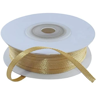 Afbeelding van AERZETIX C55357 Satijnen lint rol 3 mm x 50 m lichtgoud cadeaulint voor ceremonie bruiloft verjaardag party polyester