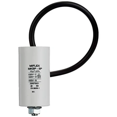 Afbeelding van Miflex Startcondensator motorcondensator 10µF 450V 35x65mm kabel M8