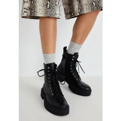 Afbeelding van Steve Madden Gusto Enkellaarsjes met plateauzool black, Dames, Maat: 38, Black Leer