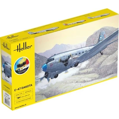 Afbeelding van 1:72 Heller 35372 C 47 Dakota Plane Starter Kit Plastic Modelbouwpakket