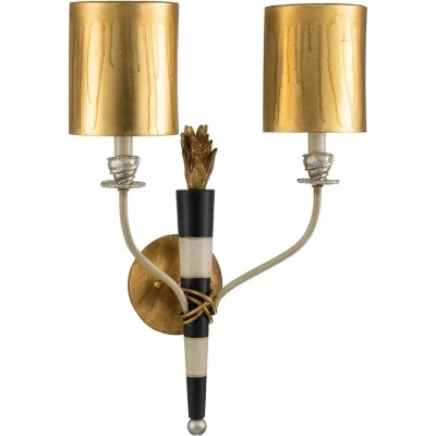 Afbeelding van Flambeau LED Wandlamp 2X E14 Max 40W Gold and Black with Parchment Shades