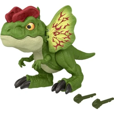 Afbeelding van Mattel Jurassic World Dinosaurus Dilophosaurus Projectielwerper, Dino speelgoed, vrijheid, 20,3 cm lang, om te verzamelen, speelgoed voor kinderen, vanaf 4 jaar, HNT66