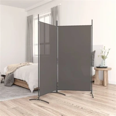 Afbeelding van Kamerscherm met 2 panelen 175x180 cm stof antracietkleurig