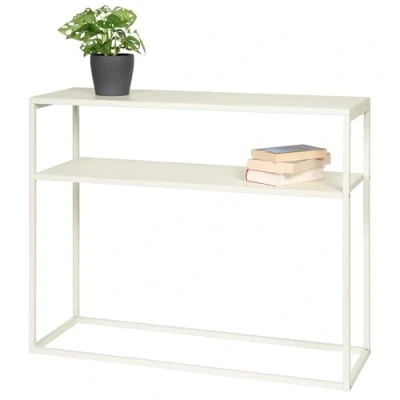 Afbeelding van bremermann Table console avec étagère, étagère sur pied, tabouret à fleurs, en métal, blanc crème