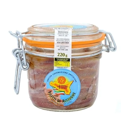 Image de Pesce Azzurro Cefalù Filets d&#039;anchois à l&#039;Huile d&#039;Olive en bocal hermétique 220 gr