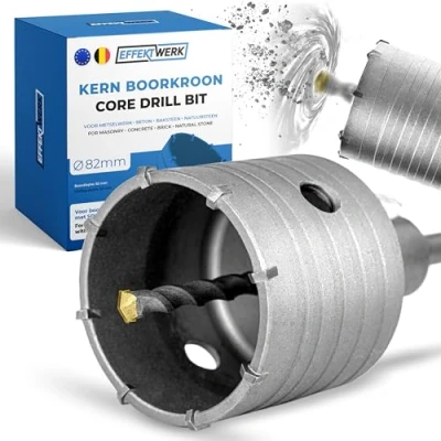 Afbeelding van EFFEKTWERK Boorkroon 82 mm SDS Plus blikboor metselwerk, poriebeton, gasbeton, baksteen, natuursteen, stekkerboor, boorkroon, stopcontact, blikverzinkboor mm, voor boorhamers, hamerslagvast