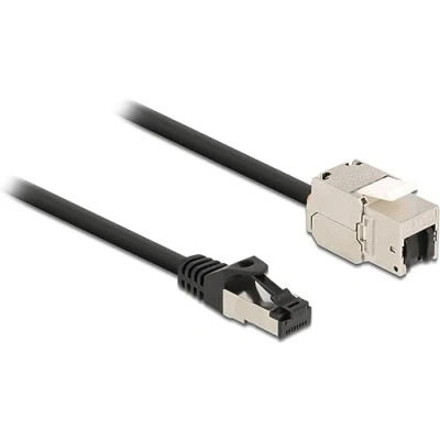 Afbeelding van Delock Kabel RJ45 male naar Keystone module female Cat.6A 1 m zwart (S/FTP, CAT6a, 1 m), Netwerkkabel