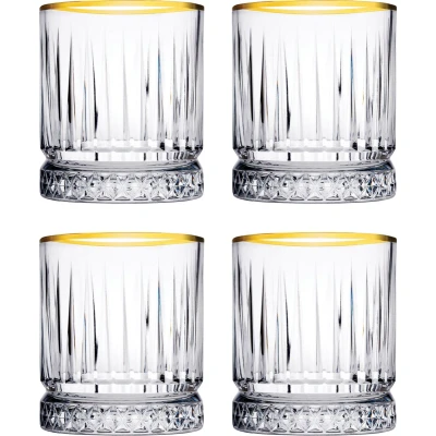 Afbeelding van Pasabahce Tumbler Elysia 35.5 cl Transparant Goud 4 stuk(s)