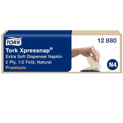 Afbeelding van Tork Xpressnap dispenserservet 21,3x16,5cm 2 laags 1/2 vouw Natural 5x200x8