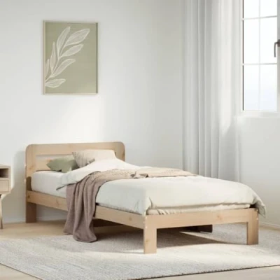 Image de vidaXL Cadre de lit avec tête 90x200 cm bois pin massif