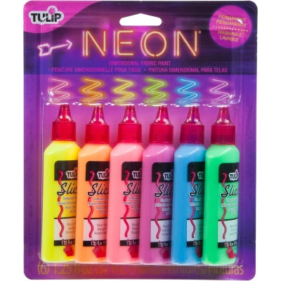 Afbeelding van Tulip Dimensional fabric paint Neon 6stuks