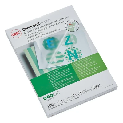 Image de GBC pochette de plastification pour document A4 brillante 2x100 microns (100 pièces)