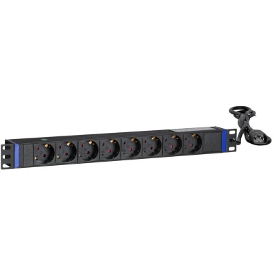 Afbeelding van DSIT 19 inch 8 voudige stekkerdoos met C14 stekker geschikt voor serverkast patchkast en flightcase