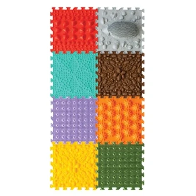 Afbeelding van ORTO NATURE Massagemat, puzzel, orthopedische speelmat voor kinderen, sensorisch spel, in elkaar grijpende vloertegels, speelmatset (egel hier)