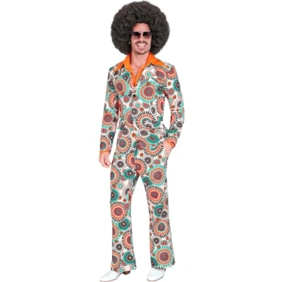 Afbeelding van Widmann Hippie Kostuum Super 60s True Vintage 2delig Man Blauw, Oranje Medium Carnavalskleding Verkleedkleding