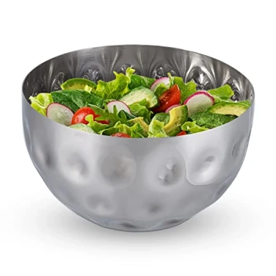 Afbeelding van Relaxdays saladeschaal zilver saladekom rvs deco schaal serveerkom metalen S