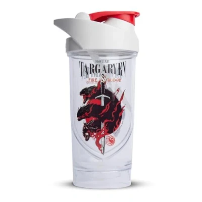 Afbeelding van Shieldmixer Hero Pro Classic Shaker Targaryen BPA vrij fitnessaccessoires eiwitshaker fitnessfles wit 700 ml