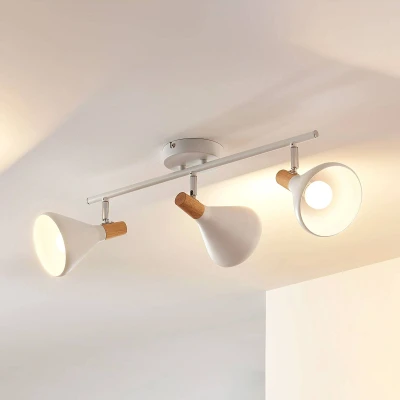 Afbeelding van Lindby buitenspot 3lichts metaal, hout H: 17 cm E14 wit, helder