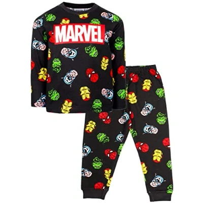 Afbeelding van Marvel Officiële Avengers pyjamaset Kinderpyjama Nachtkleding 100% katoen Officieel product Maten van 2 tot 10 jaar, Zwart Patroon