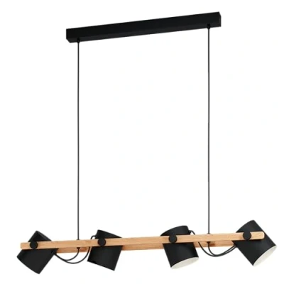 Afbeelding van EGLO Hornwood Hanglamp E27 110 cm Zwart/Crème/Bruin