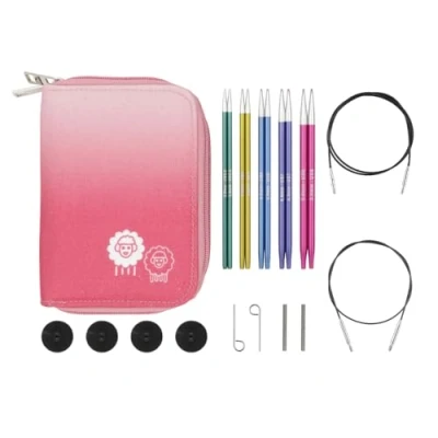 Afbeelding van KnitPro Zing Verwisselbare naaldenset 5 paar 13 cm rondbreinaalden met Starter accessoires, kleurgecodeerd voor beginners, professionals en geschenkdoos