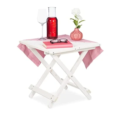 Afbeelding van Relaxdays kleine klaptafel tuintafel hout bijzettafel inklapbaar balkon nachttafel