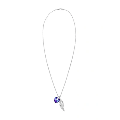 Afbeelding van Elli FLÜGEL HERZ Schutz Kristalle Ketting, Dames, Maat: 45, Violett