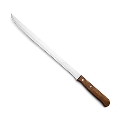 Afbeelding van ARCOS Snijmes van roestvrij staal, 25,4 cm, scherp mes voor het snijden ham en vlees, gecomprimeerd houten handvat lemmet 250 mm, serie Latina, kleur: bruin