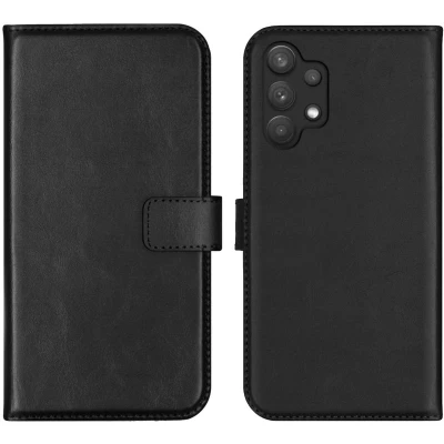 Afbeelding van Selencia Hoesje Geschikt voor Samsung Galaxy A32 (5G) Met Pasjeshouder Echt Lederen Bookcase Zwart