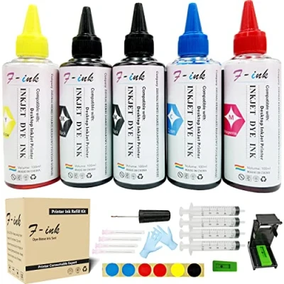 Afbeelding van F ink Set van 5 inktflessen voor HP 303 305 307 21 22 338 339 343 901 303XL 305XL 307XL inktpatronen