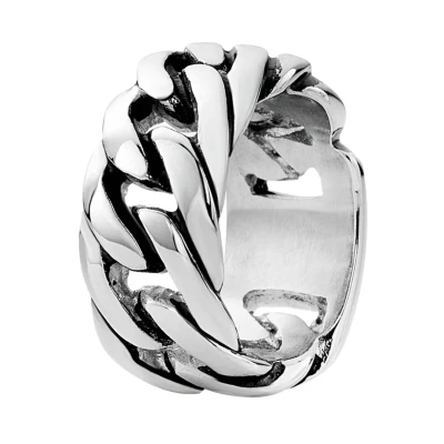 Afbeelding van Lucardi Heren Ring schakel Vaderdag Cadeau Staal Zilverkleurig