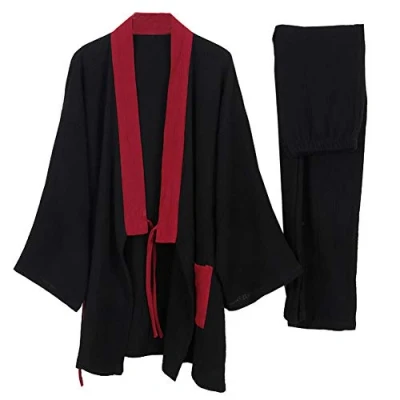 Afbeelding van Mannen Japanse Kimono Katoen Hanfu Oude Pyjama Pak Plus Size Taoïstische Kleding Zen Kleding, Kleur2, L