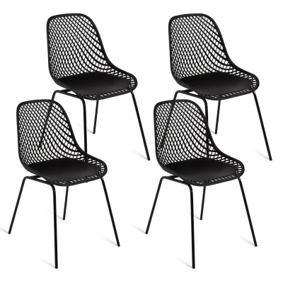 Image de Lot de 4 chaises MAELYS noires pied métal pour salle à manger