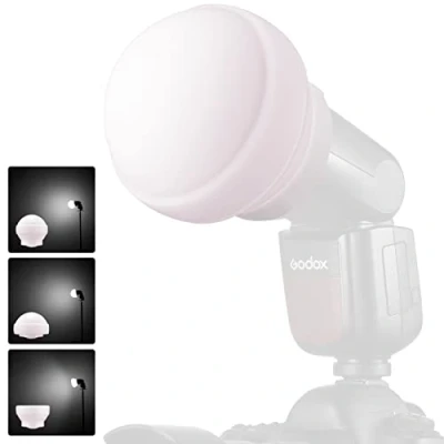 Afbeelding van GODOX AK R22 diffussiekoepel, opvouwbare lichtvormer gemaakt van siliconenmateriaal, voor AD100PRO, AD200PRO (met H200R) flitsen met ronde kop, diffussiekoepel V1 cameraflitserserie