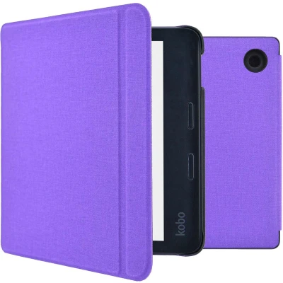 Afbeelding van iMoshion Ereader Cover / Hoesje Geschikt voor Kobo Libra 2 Tolino Vision 6 Canvas Sleepcover Bookcase met stand Paars
