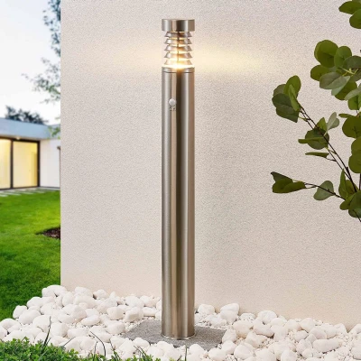 Afbeelding van Lindby Padverlichting, zuillampen 1licht roestvrij staal, polycarbonaat H: 100 cm E14 helder