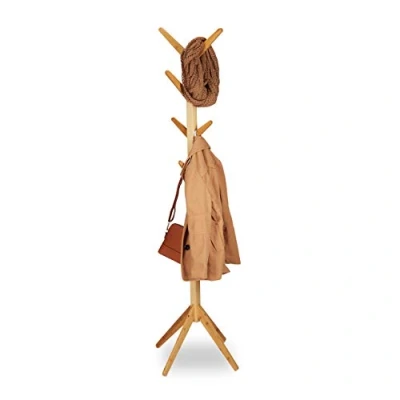 Afbeelding van Relaxdays kapstok bamboe 8 haken boom design XL garderobestandaard vrijstaand bruin